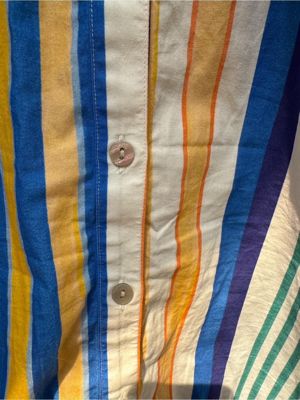 Delicatez Striped Button-Front Mini Dress in Multi-Color 100% Cotton Size L - Picture 6 of 10